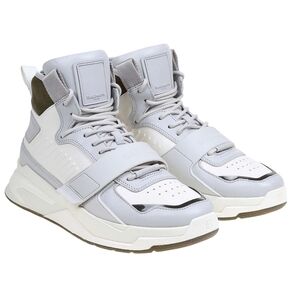 Balmain Men's White and Grey B-Ball Panelled  Sneakers